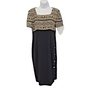 Liz Claiborne Women's Midi Square Neck A-Line Dress Lined Back Zip Size 6